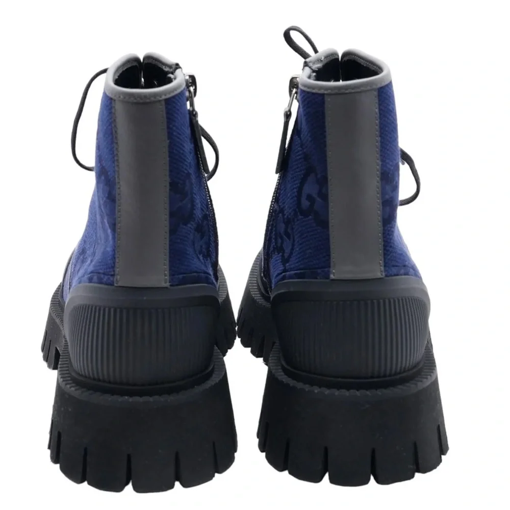 NEW IN BOX Gucci Lace-Up Boots Maxi GG in Navy